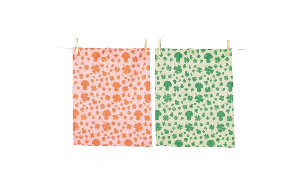 pad Ensemble de torchons pour la vaisselle Chanceux 2 pièces, Orange/Vert