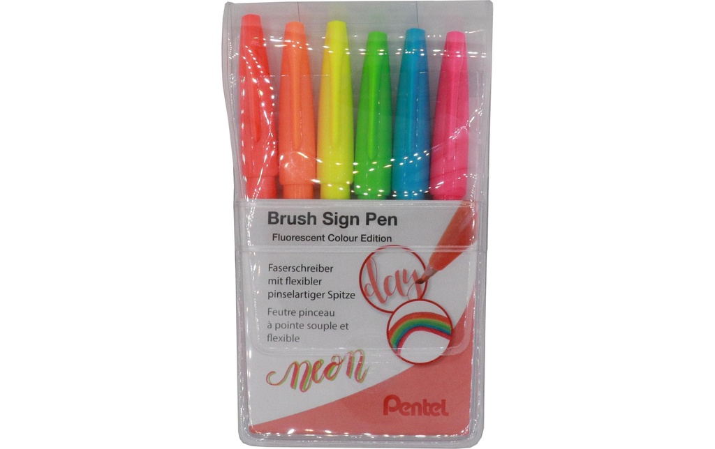 pentel Crayon feutre Brush Sign Pen 6 pièces