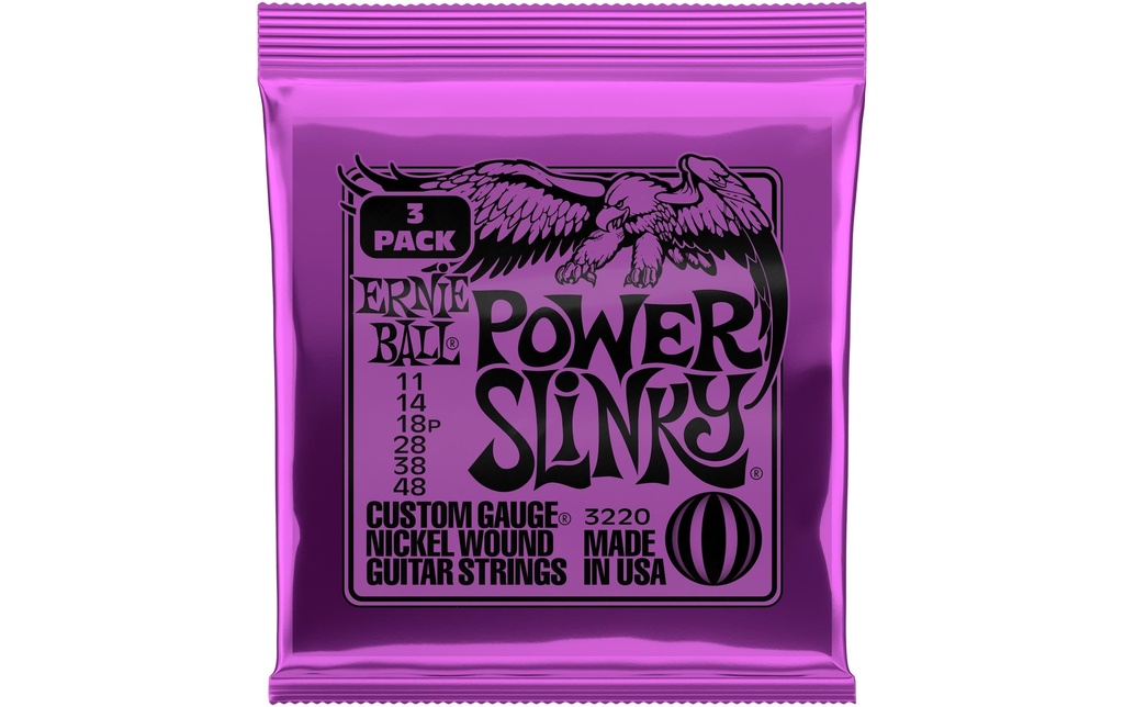 Ernie Ball Cordes de guitare 3220 Slinky Nickel paquet de 3 – Power 11 - 48