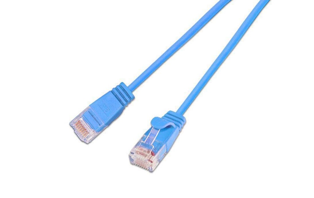 SLIM Câble de raccordement KAT6 Light, rond, U/UTP, Ø 2,8 mm, bleu