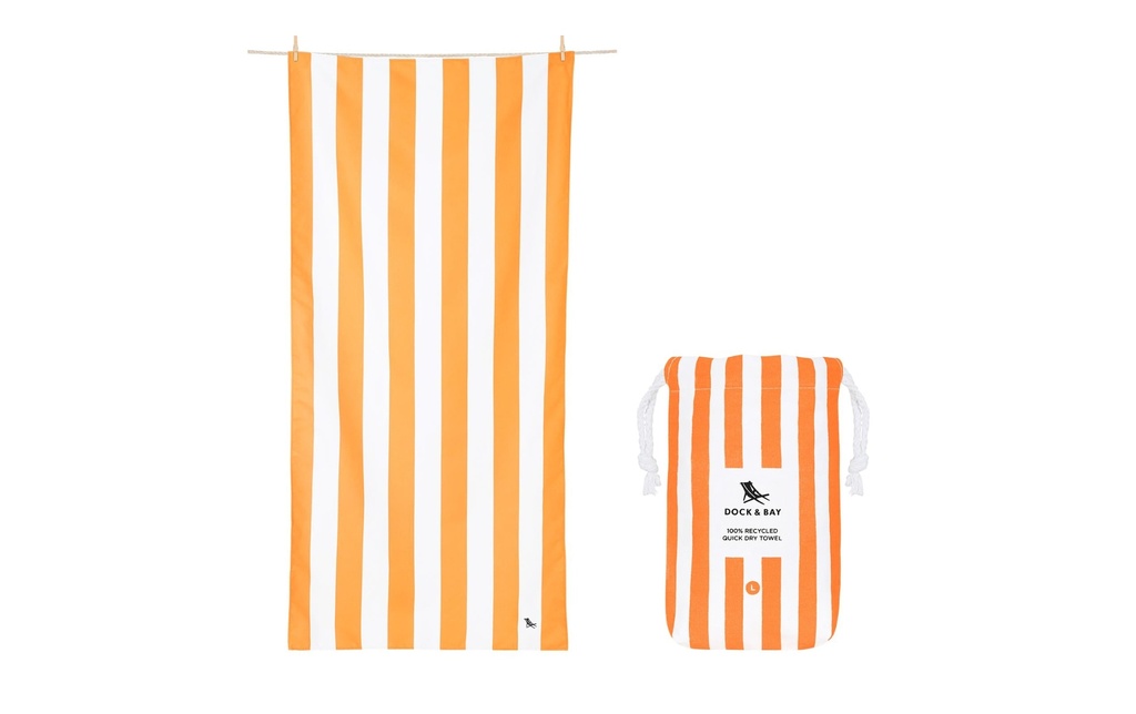 Dock & Bay Serviette de plage Cabana 200 cm x 90 cm, Blanc, Orange