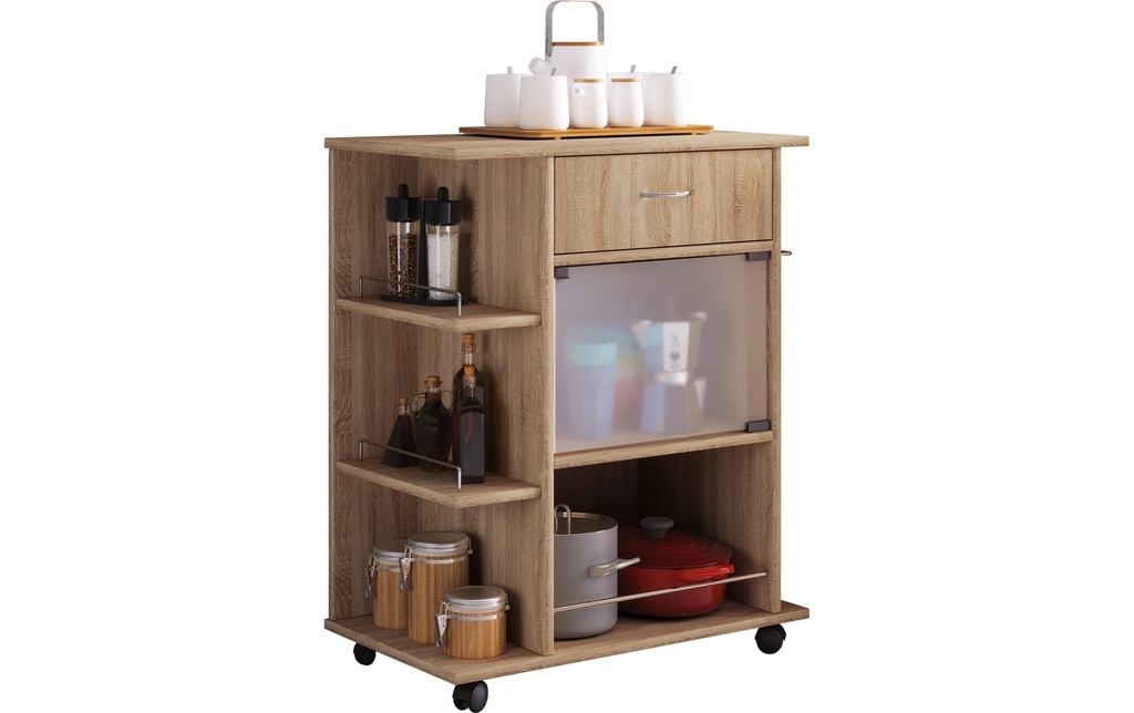 VCM Chariot de cuisine Pocis 65 x 80 x 39 cm,  Chêne Sonoma