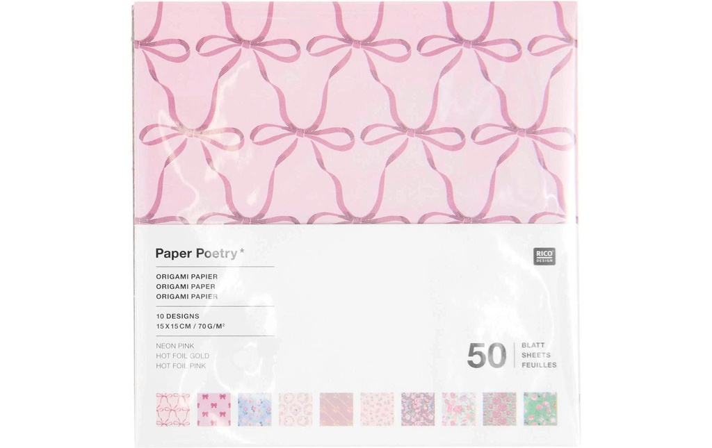 Rico Design Papier de bricolage Origami 15 x 15 cm, 70 g/m²,  50 feuilles
