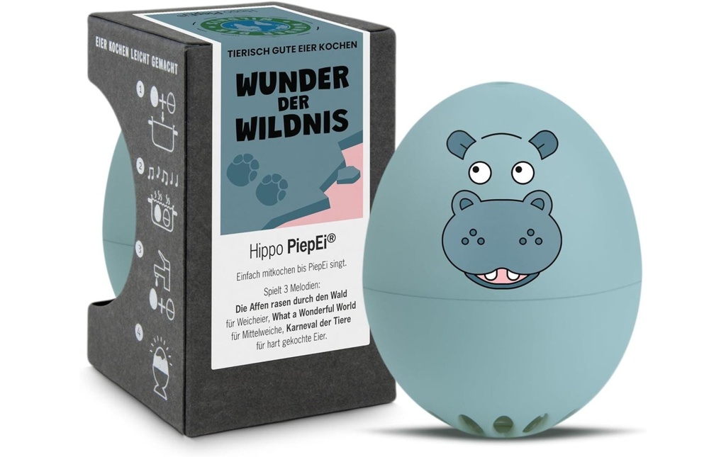 PiepEi Minuteur de cuisine Coquetier chantant Hippo, Bleu