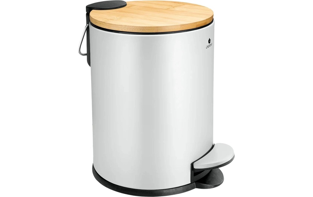 Exitoso Poubelle à pédale avec couvercle Softclose 3 l, Blanc