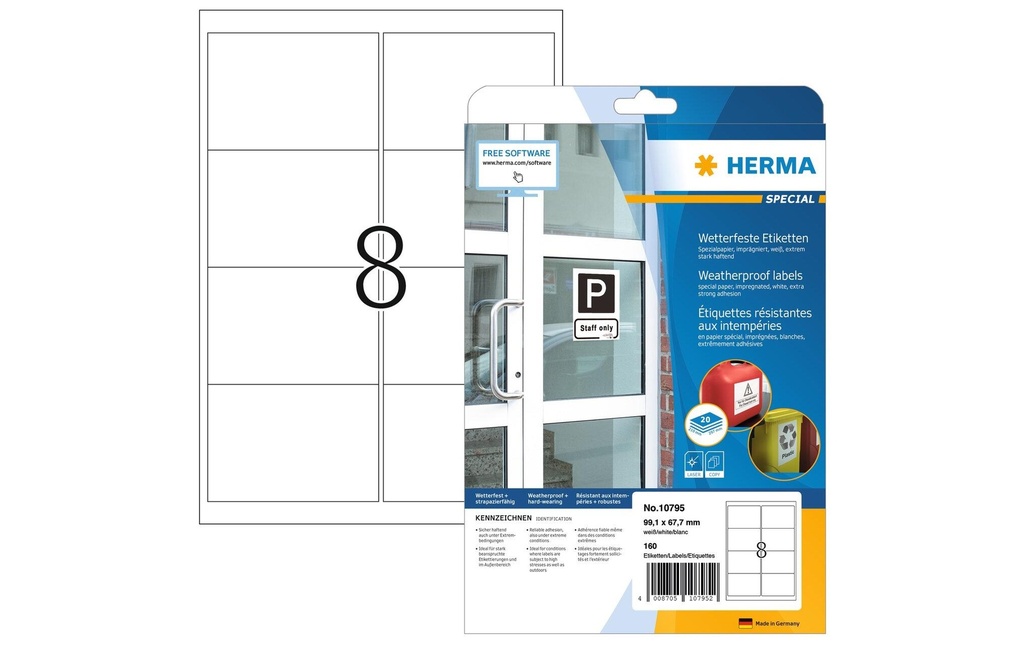 HERMA Etiq.imperméabil.99.1x67.7 (20 pces)