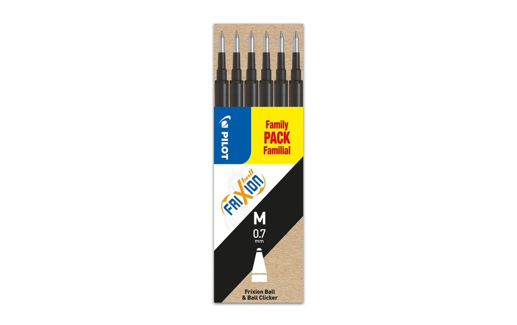 Pilot Cartouche FriXion Refill 6 pièces 0.7 mm, Noir