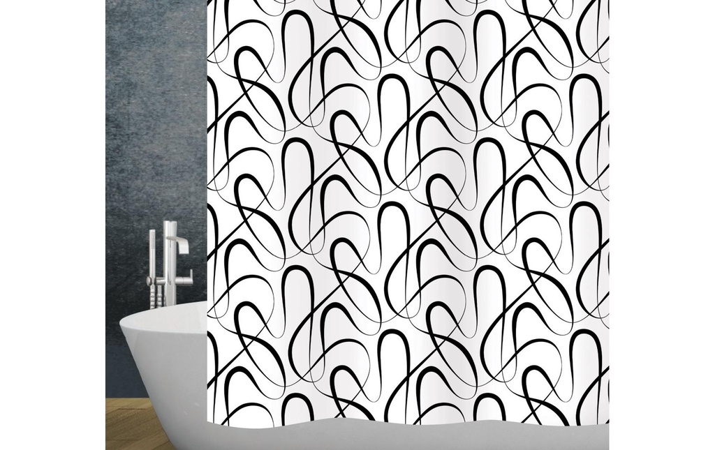 diaqua® Rideau de douche Swing 120 x 200 cm, Noir/Blanc
