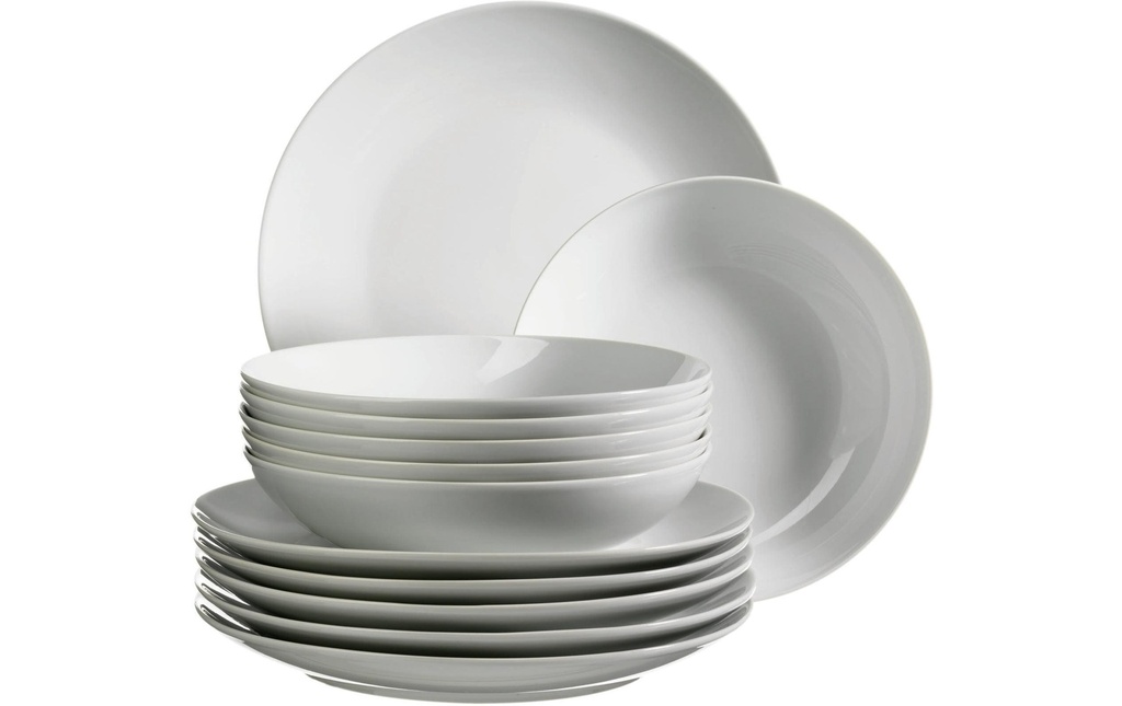 Mäser Assiette non décorative Barca 12 pièces, blanc