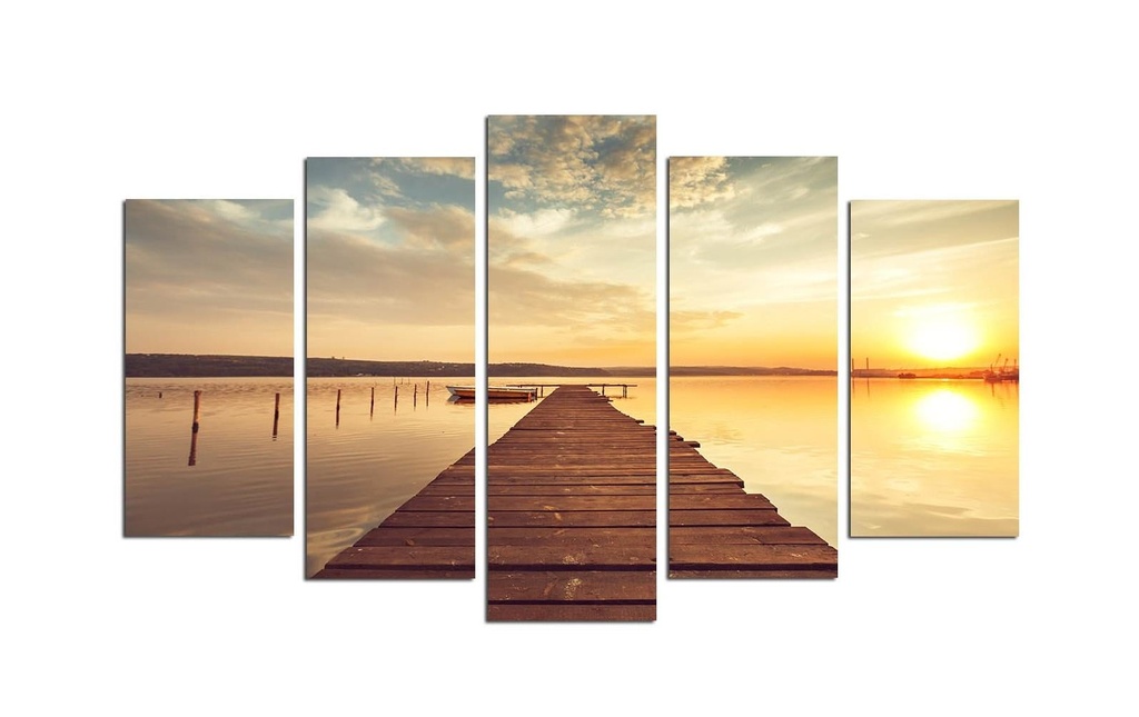 Wallxpert Photo Ponton sur le lac 5 pièces, 110 x 60 cm