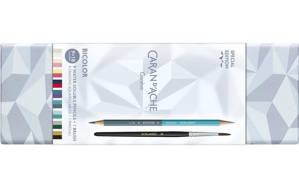 [110999125] CARAN D'ACHE Cray.coul.Bicolor+Pinceaux Alp (10 pces)