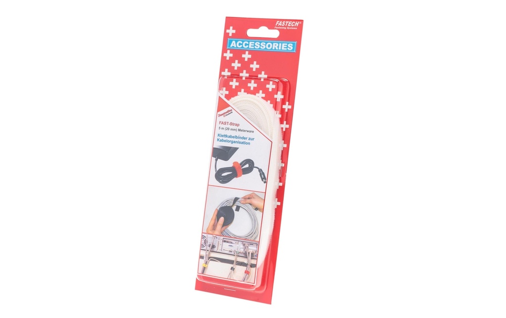 FASTECH Serre-câble auto-agrippant 5 m x 20 mm, Blanc