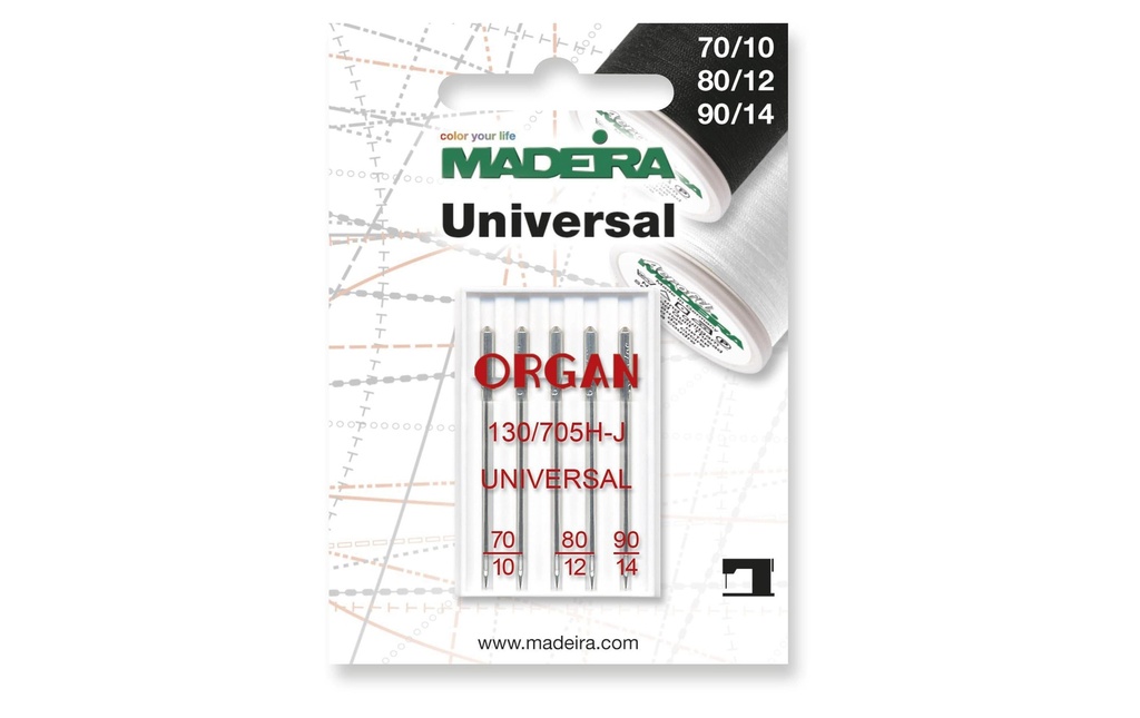 Madeira Aiguille de machine Universel 70/10 80/12 90/14 5 pièces