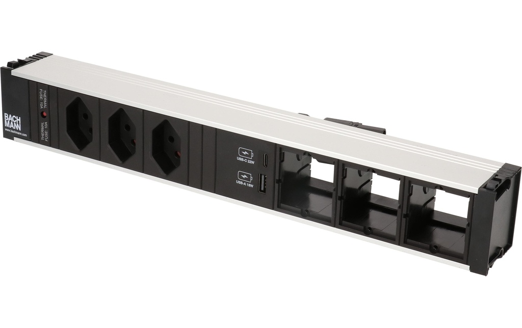 Bachmann Bloc multiprises d’encastrement CONI, 3x T13, 1x USB A/C, 3x Custom vide