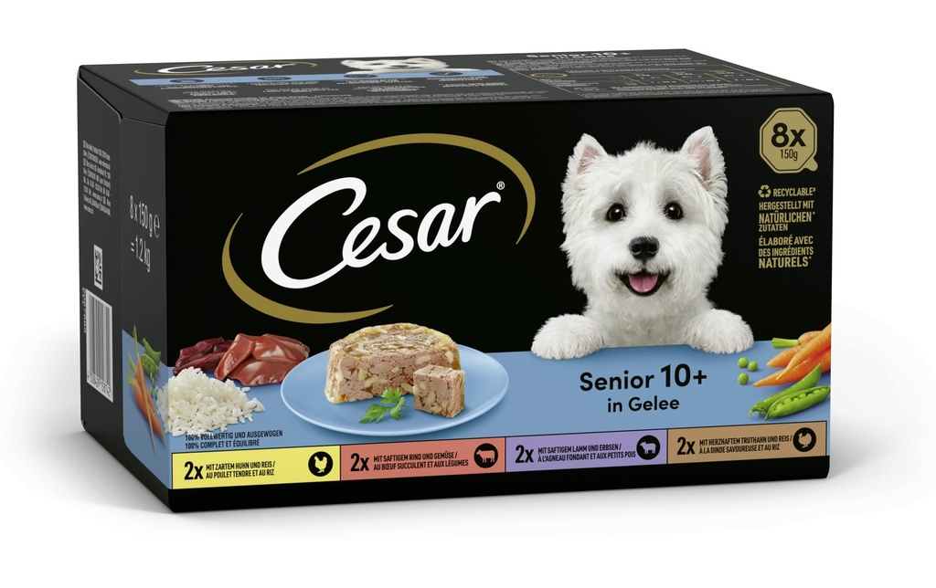 Cesar Barquette Senior Multipack en gelée, 8 x 150 g