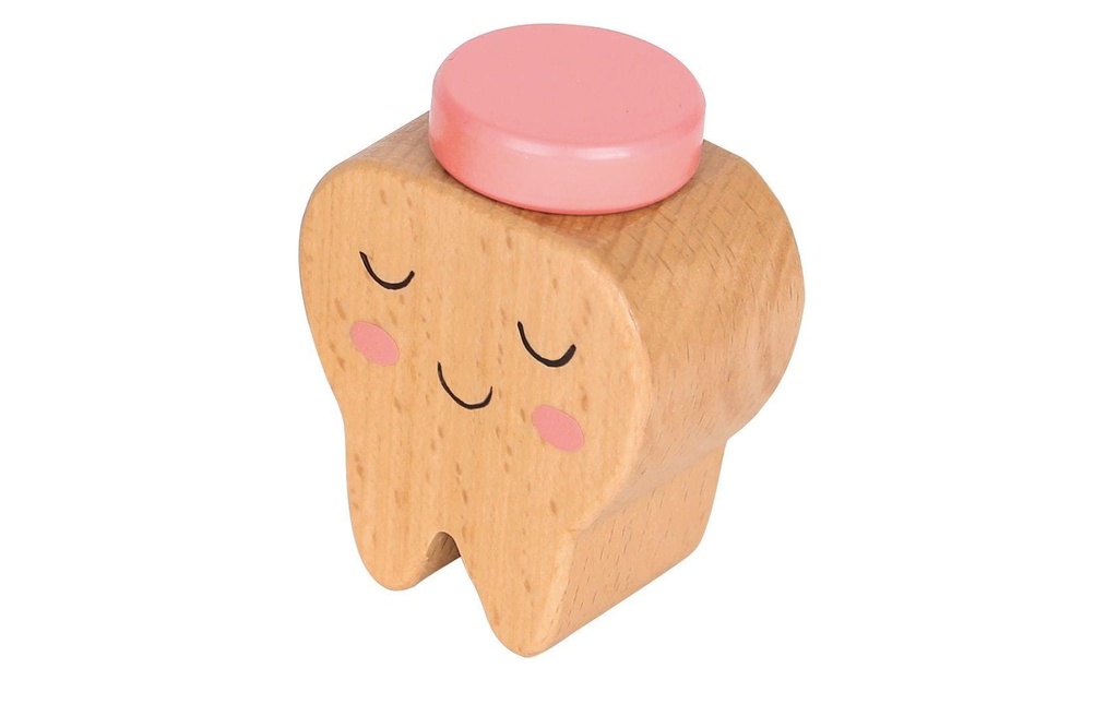 Spielba Holzspielwaren Boîte à dents de lait Dent rose