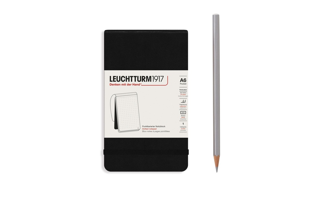 Leuchtturm Bloc-notes Reporter A6, Pointillé, Noir