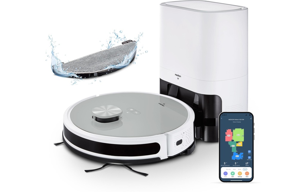 Medion Robot d’aspiration et d’essuyage X21 avec station d'aspiration
