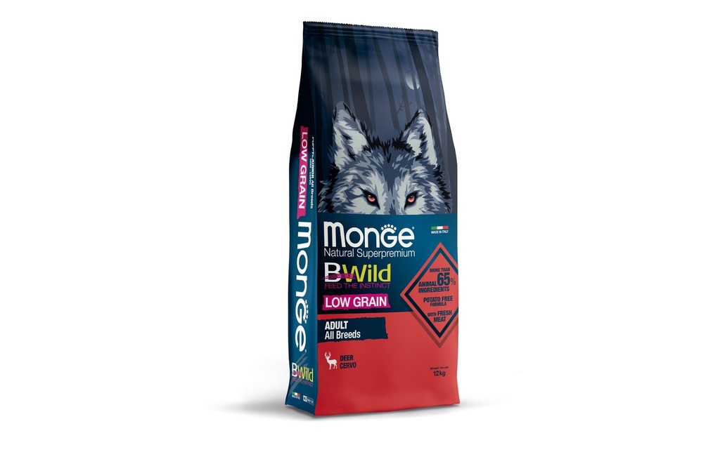 Monge Alimentation sèche BWild Low Grain Adult, cerf, 12 kg