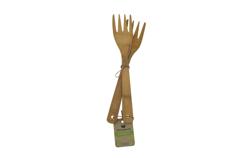 Stronghold Fourchettes de cuisine en bambou 2 pièces, Brun