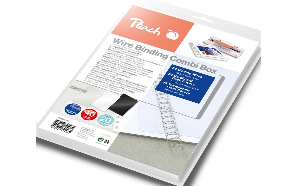 Peach Peigne de reliure PW064-07 6 mm Combi Box Fil métallique Argent
