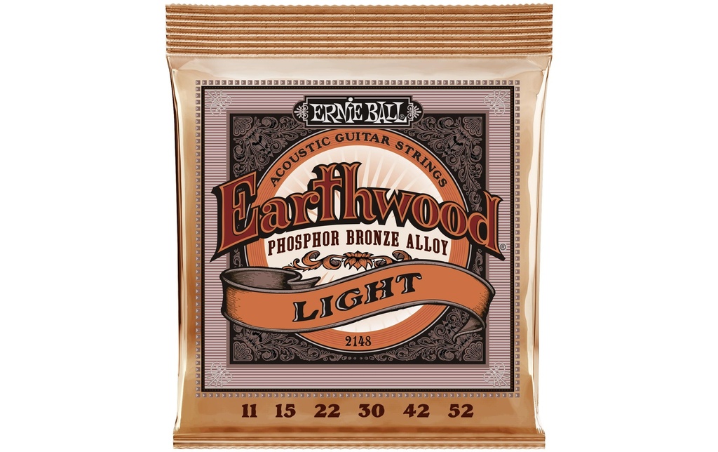 Ernie Ball Cordes de guitare 2148 Earthwood PB – Light 11-52