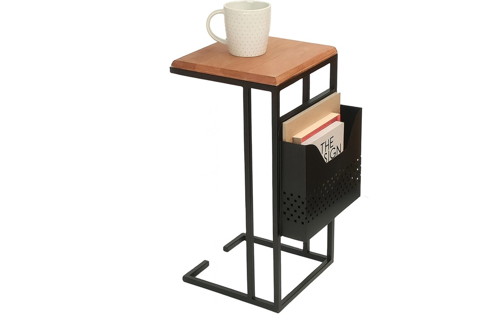 relaxdays Table d'appoint en forme de C Mango 63 x 30 brun/noir