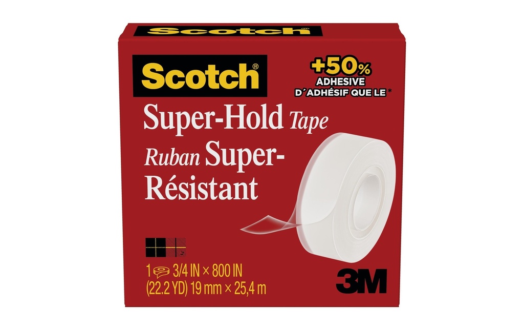 Scotch Ruban adhésif Super-Hold 700N 19 mm x 25.4 m, Transparent
