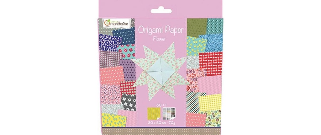 AVENUE MANDARINE Papier origami fleurs 20x20cm (60 pces)