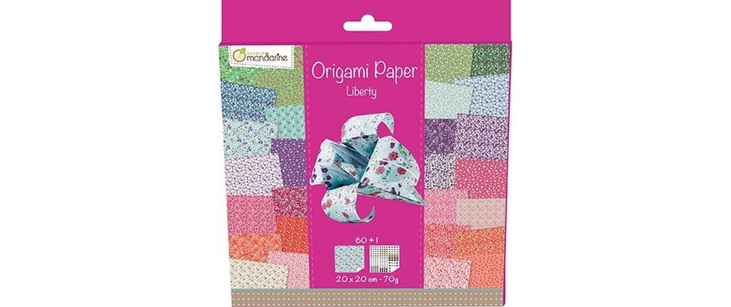 AVENUE MANDARINE Papier origami Liberty 20x20cm (60 pces)