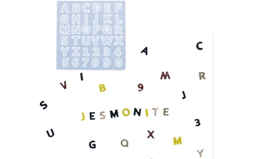 Jesmonite Moule à couler Alphabet chiffres 13.5 cm x 13.5 cm
