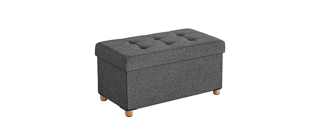 Songmics Coffre-siège avec couvercle 76 x 38 x 40 cm, Gris foncé