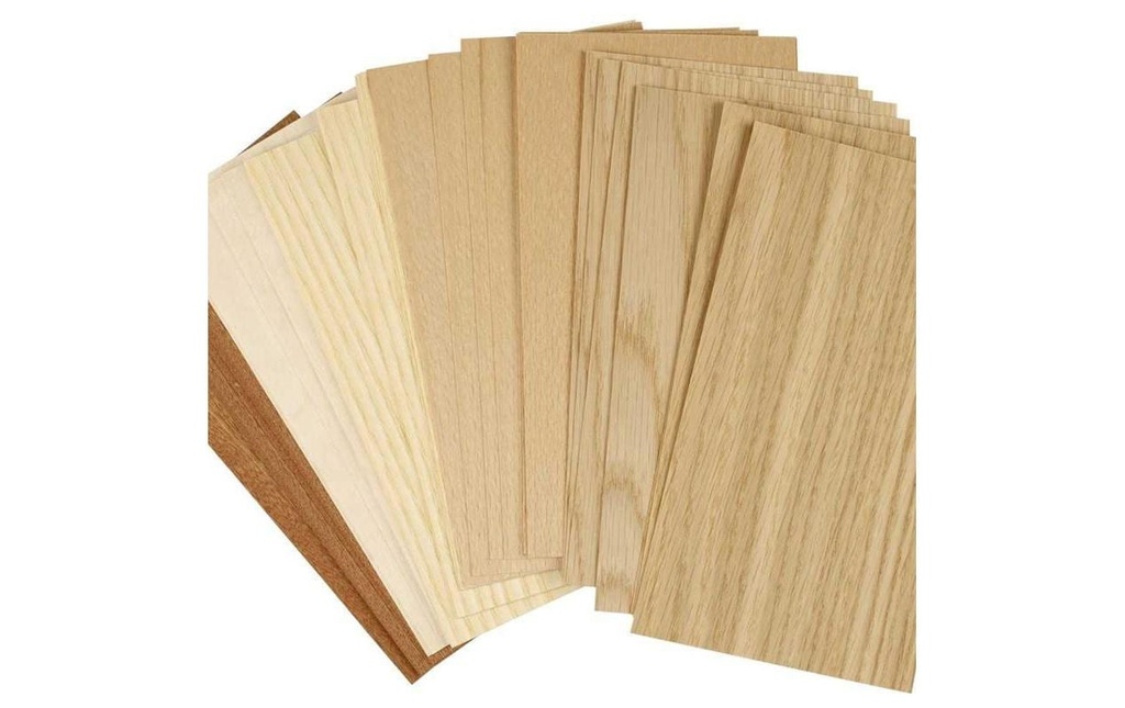 Creativ Company Article en bois 22 x 12 cm Panneaux de placage, 30 feuilles assorties