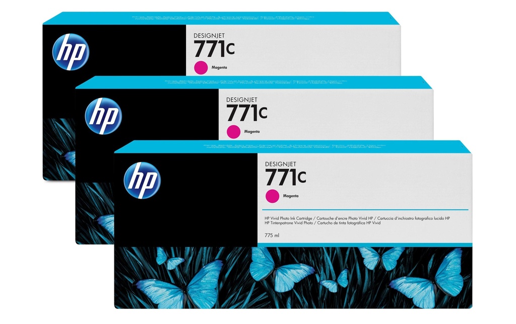 HP Encre Nr. 771C (B6Y33A) Magenta (paquet de 3)