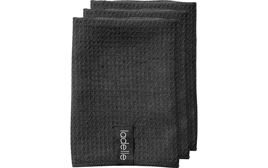 Ladelle Chiffon à vaisselle en microfibres Noir, 3 pièces