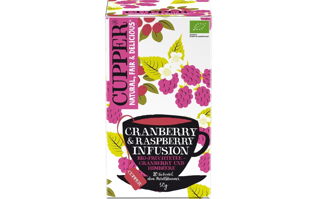 Cupper Sachet de thé Bio Cranberry Raspberry 20 pièces