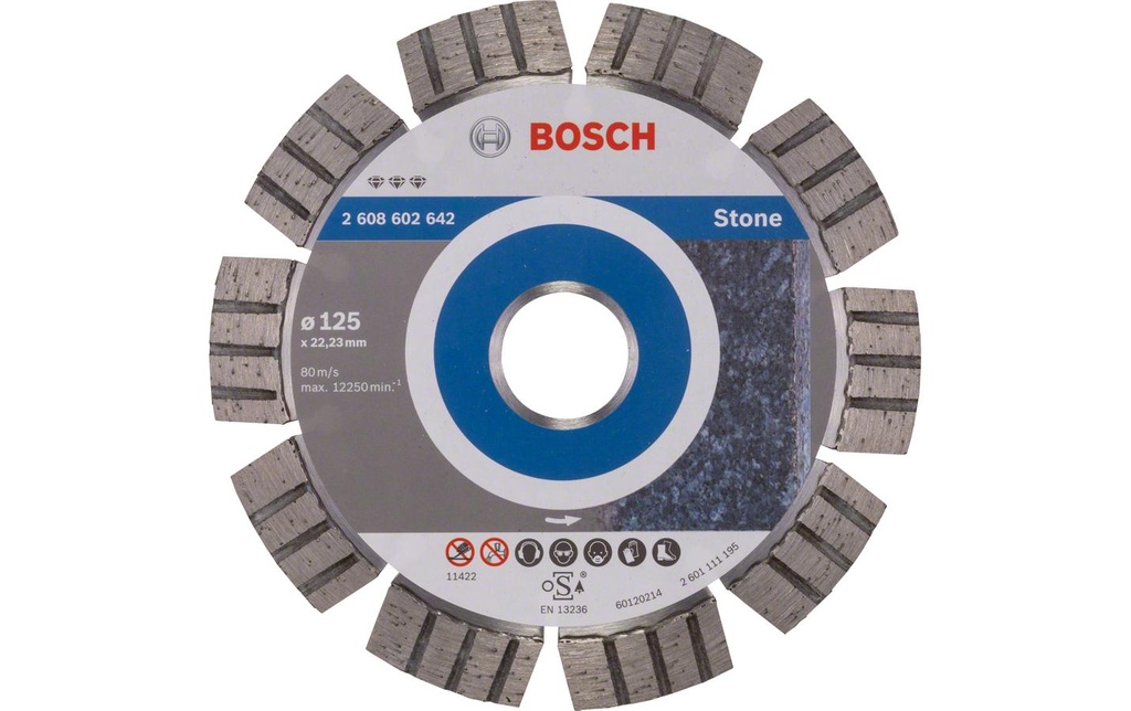 Bosch Professional Disque à tronçonner diamanté Best for Stone, 125 x 2.2 x 12 mm