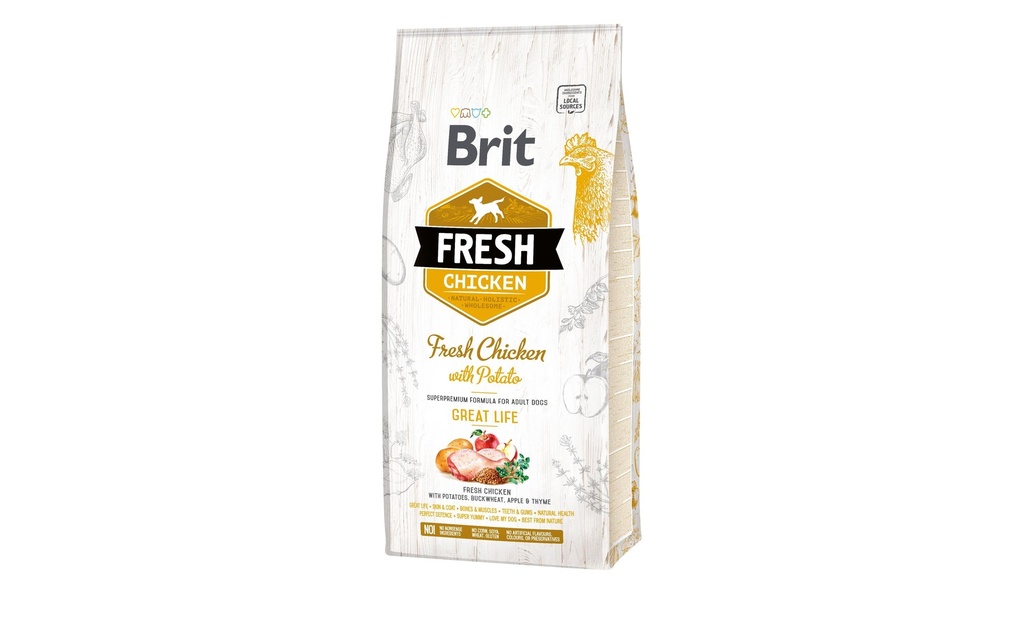 Brit Alimentation sèche Fresh Dog Adult au poulet, 12 kg