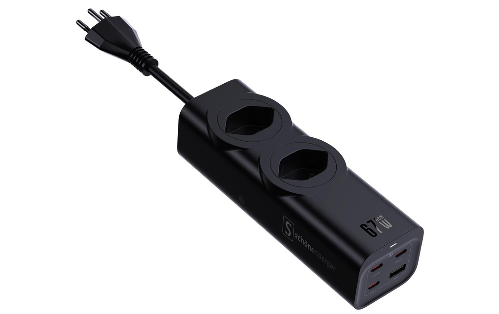 Schönenberger Bloc multiprises 67W GaN Fast Charging Station Noir