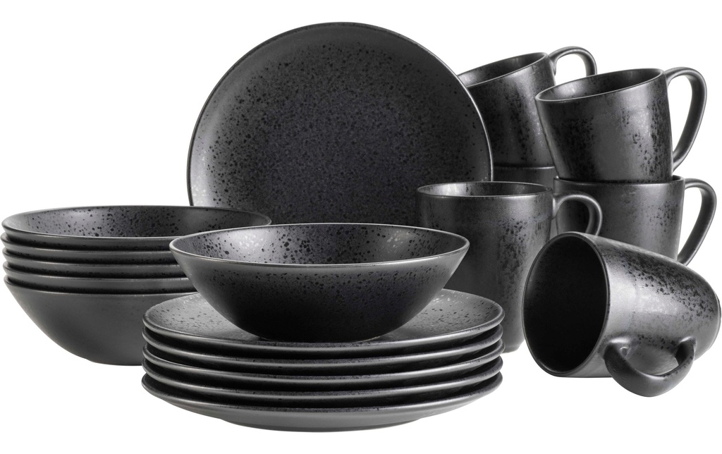 Mäser Assiettes pour le petit-déjeuner et à dessert Essentiel 18 pièces, noir
