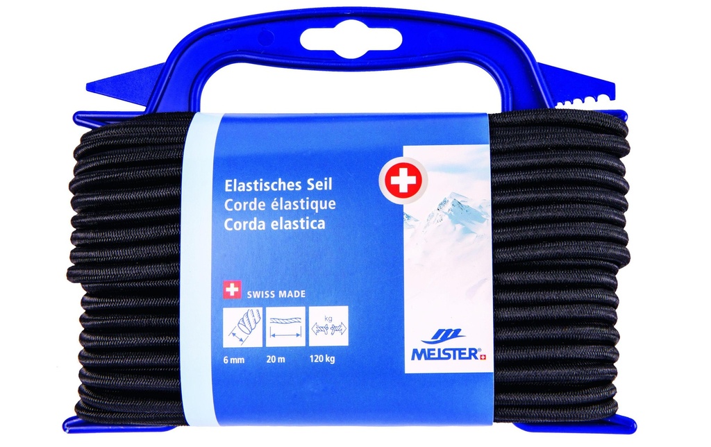 Meister Tendeur en caoutchouc Ø 6 mm, 20 m, 120 kg, Noir