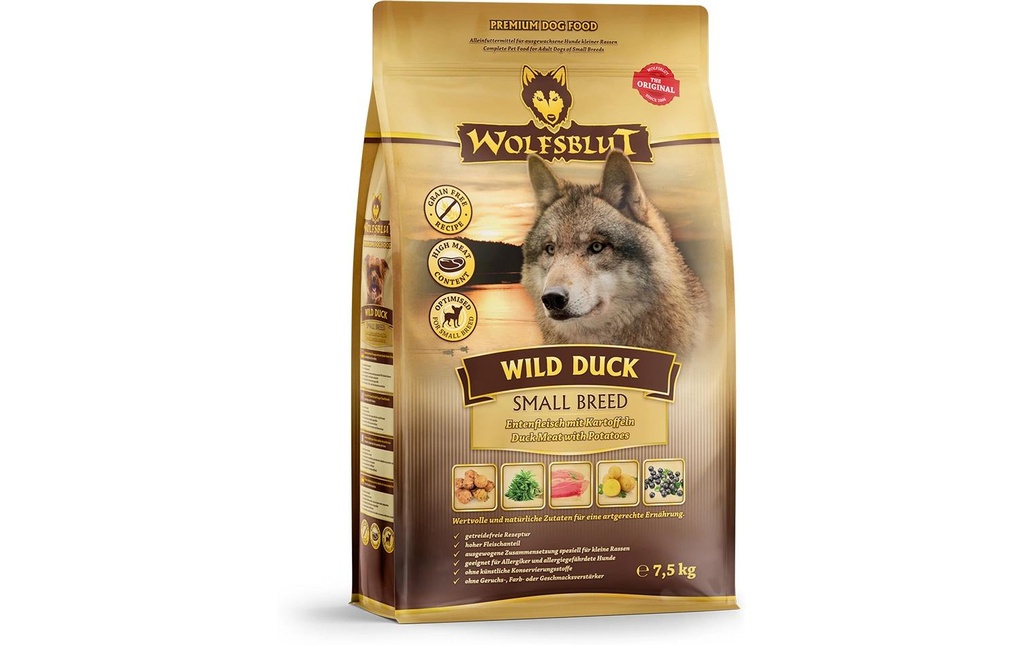 Wolfsblut Alimentation sèche Dog Small Breed Wild Duck Adult, 7.5 kg