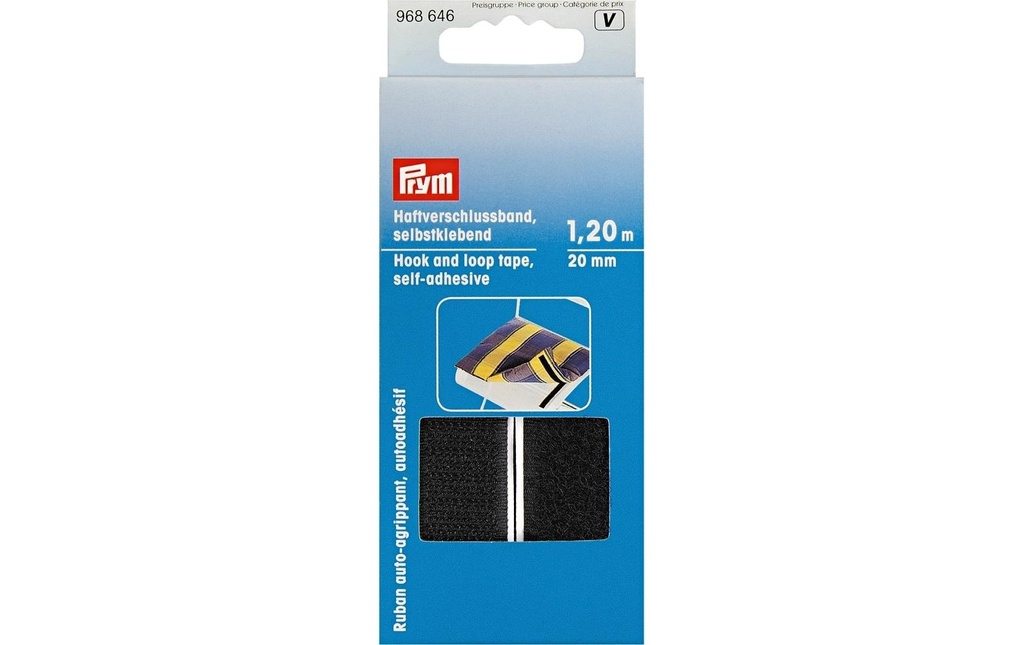 Prym Fermeture à Velcro 1.2 m auto-adhésif, noir