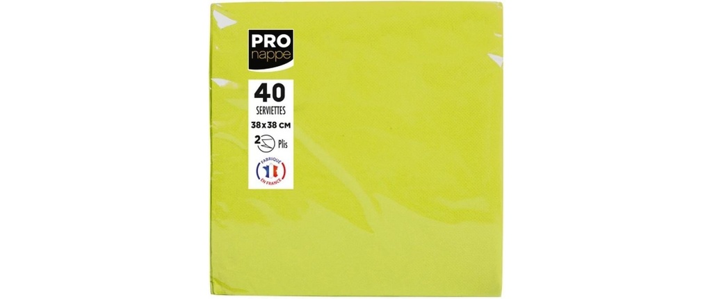 PRO nappe Serviettes en papier Vert kiwi 38 cm x 38 cm, 40 Pièce/s