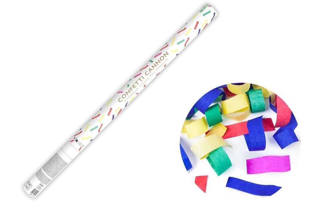 Partydeco Canon à confettis rayures en couleur, 80 cm