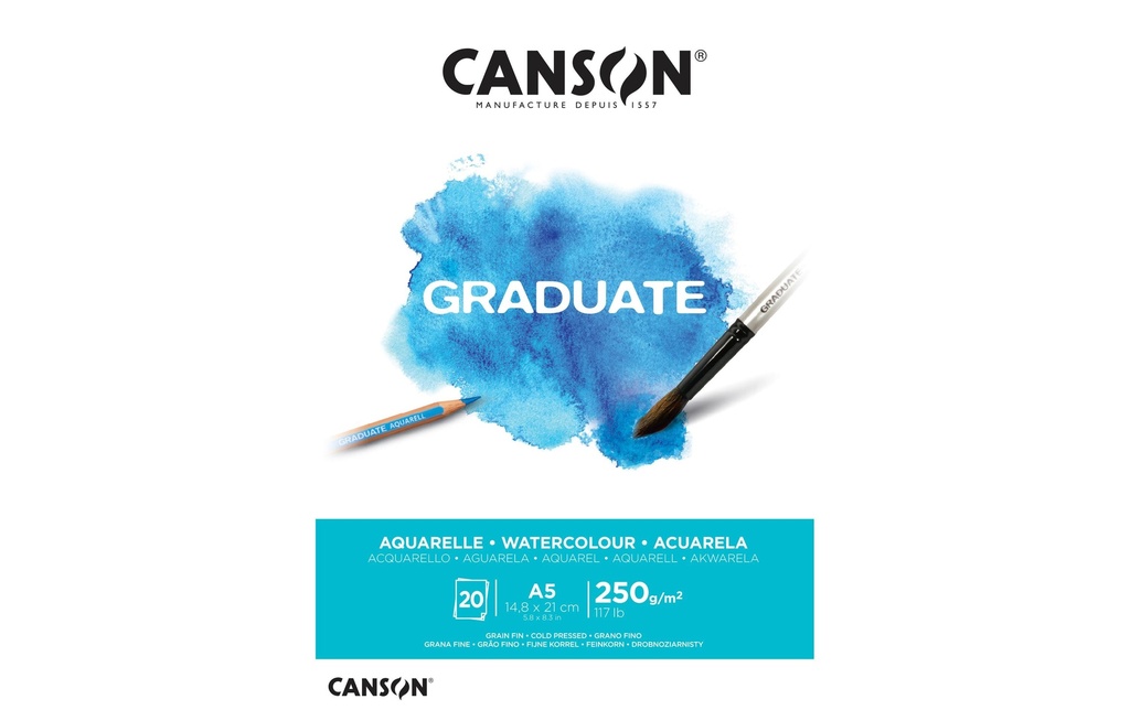 Canson Bloc aquarelle Graduate A5, 20 feuilles