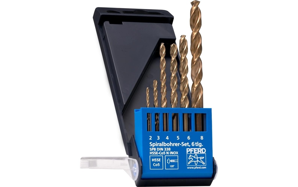 Pferd Jeu de forets hélicoïdaux HSSE 6 pcs. INOX N DIN 338