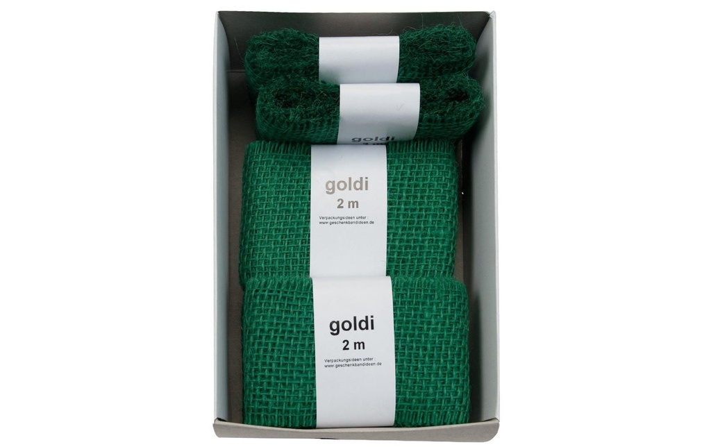 GOLDINA Ruban de jute 6 cm x 2 m, vert foncé, 1 pièce