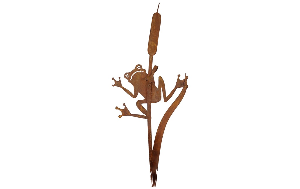 Ambiance Pancarte de jardin Grenouille sur un bulbe de roseau, 90 cm