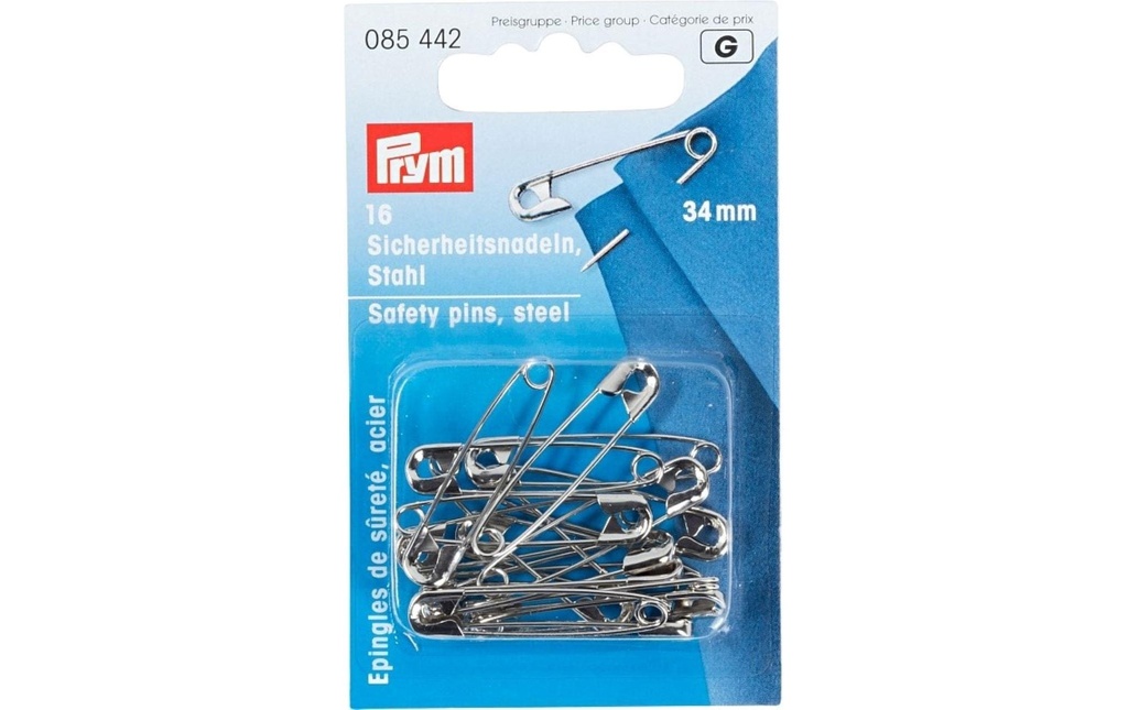 Prym Epingle de sûreté Nr. 1, 34 mm, 16 pièces